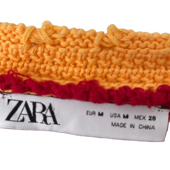 Zara Crochet Multicolor Open Neck Pink Blue Granny Romper medium - Picture 4 of 10